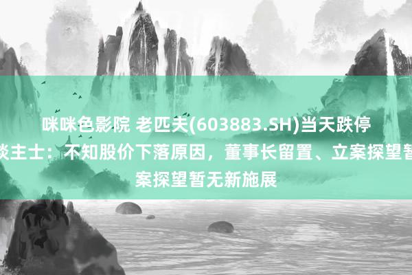 咪咪色影院 老匹夫(603883.SH)当天跌停！相干东谈主士：不知股价下落原因，董事长留置、立案探望暂无新施展