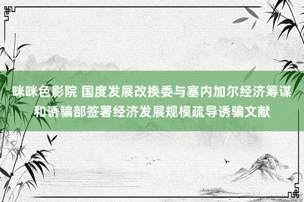 咪咪色影院 国度发展改换委与塞内加尔经济筹谋和诱骗部签署经济发展规模疏导诱骗文献