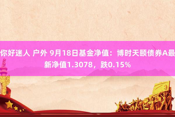 你好迷人 户外 9月18日基金净值：博时天颐债券A最新净值1.3078，跌0.15%