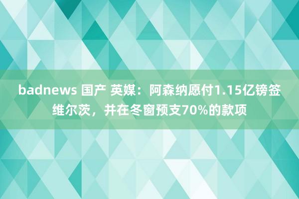 badnews 国产 英媒：阿森纳愿付1.15亿镑签维尔茨，并在冬窗预支70%的款项