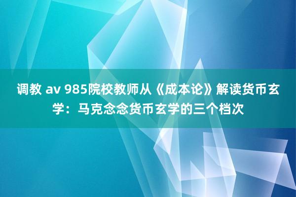 调教 av 985院校教师从《成本论》解读货币玄学：马克念念货币玄学的三个档次