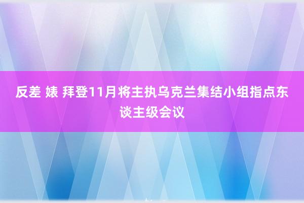 反差 婊 拜登11月将主执乌克兰集结小组指点东谈主级会议