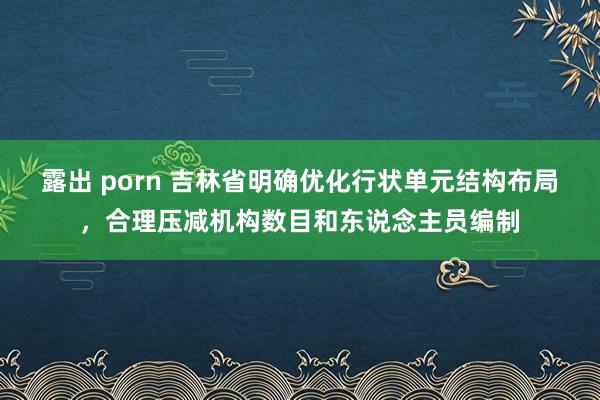 露出 porn 吉林省明确优化行状单元结构布局，合理压减机构数目和东说念主员编制