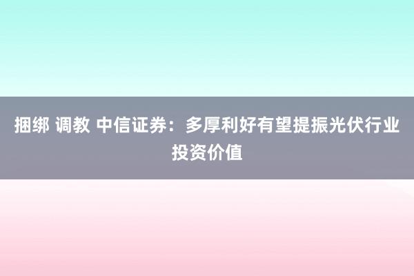 捆绑 调教 中信证券：多厚利好有望提振光伏行业投资价值