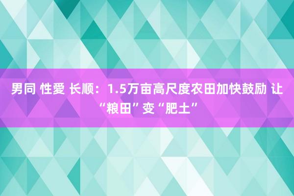 男同 性愛 长顺：1.5万亩高尺度农田加快鼓励 让“粮田”变“肥土”