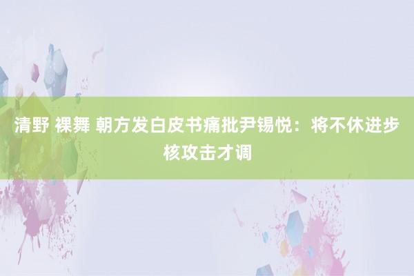 清野 裸舞 朝方发白皮书痛批尹锡悦：将不休进步核攻击才调