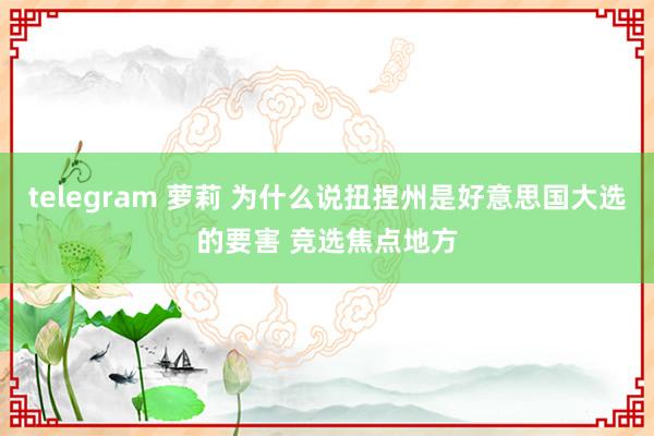 telegram 萝莉 为什么说扭捏州是好意思国大选的要害 竞选焦点地方