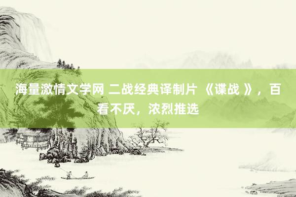 海量激情文学网 二战经典译制片 《谍战 》，百看不厌，浓烈推选